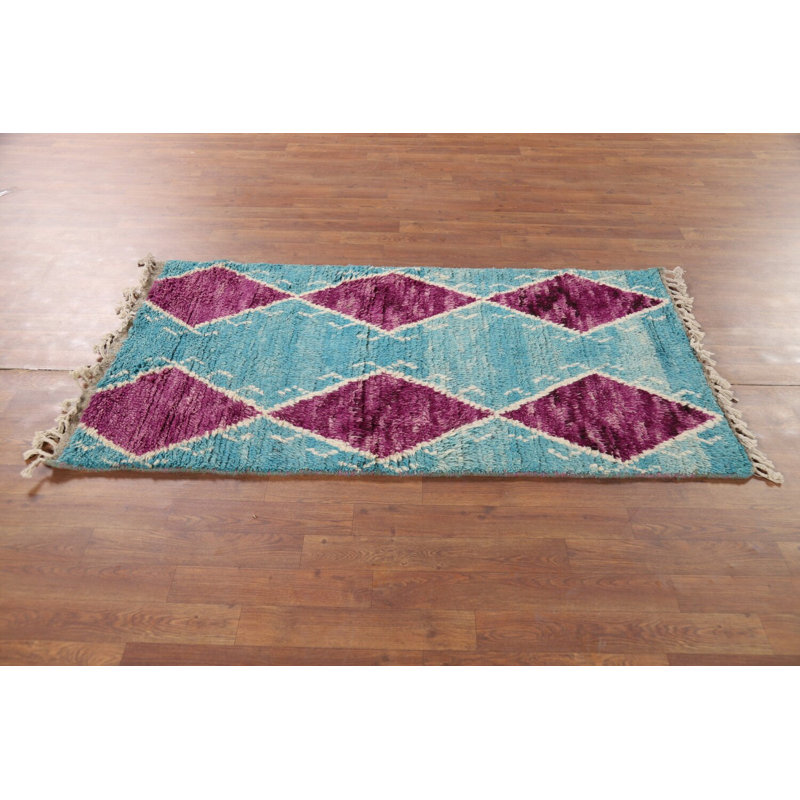 Tapis marocain en laine fait à la main à motif géométrique 3 x 5