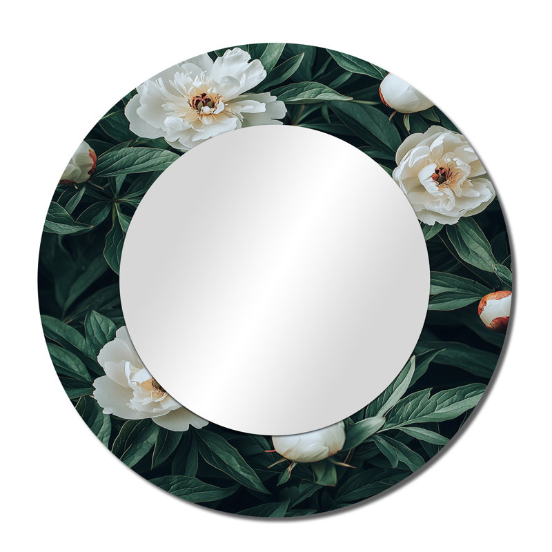 Fleur sombre de pivoines, sérénité I - art mural miroir floral - imprimé sur métal, 36 po x 36 po