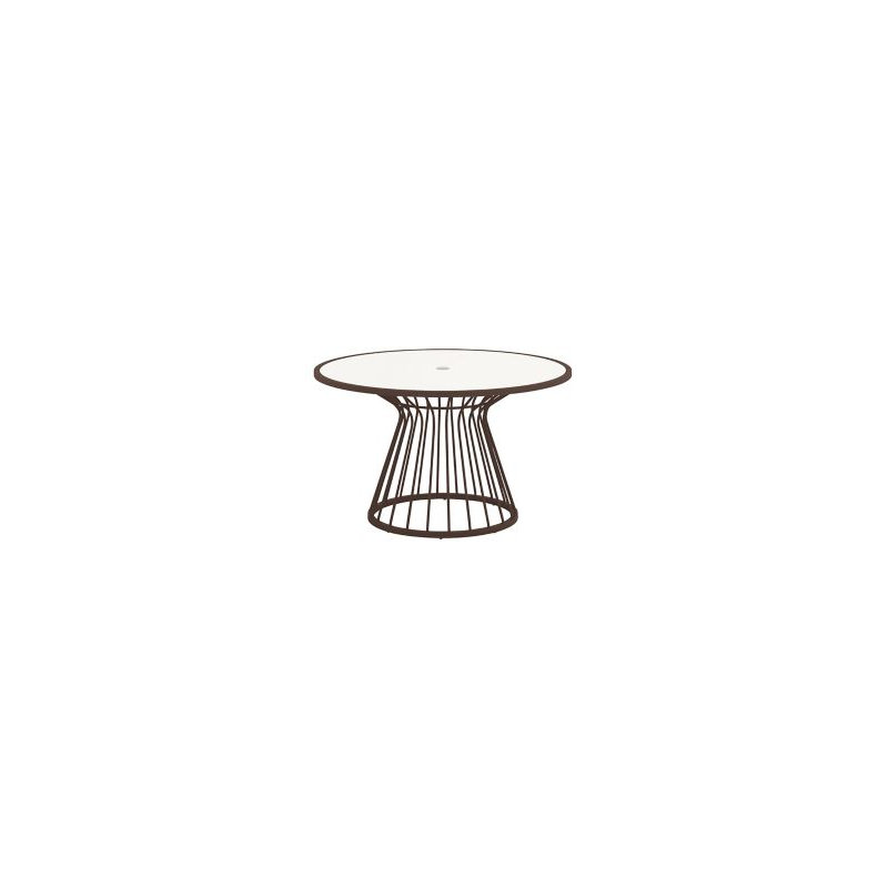 Kali 60 inch Round Dining Umbrella Table, 28" H x 48" W x 48" D, Dark Brown