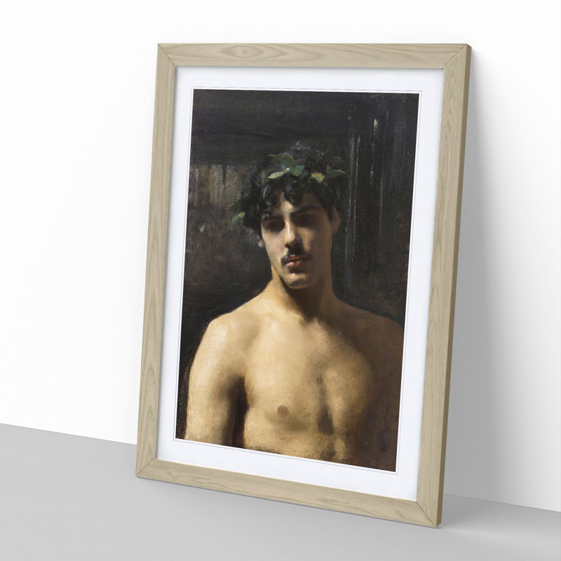 Man Wearing Laurels by John Singer Sargent - Picture Frame Painting, 65cm H x 48cm W x 2cm D, Oak Framed