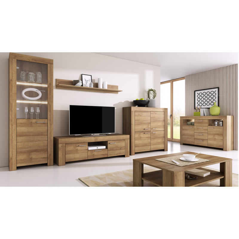 Florika Unfinished TV Stand for TVs up to 65", Oak Riviera