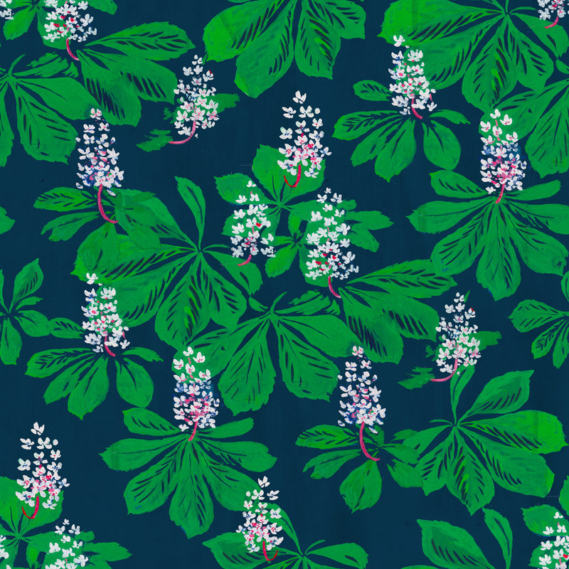 Paule Marrot Floral Wallpaper Double Roll, Midnight Blue