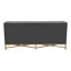 Buffet, structure en bois massif, cuir végétalien, gris