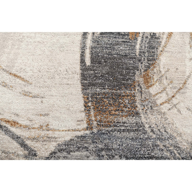 Hand Knotted Abstract Area Rug in Ivory/Brown/Gray, Rectangle 10' x 14'