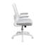 Chaise de travail roulante, filet gris, accoudoirs rabattables blancs, verrouillage vertical