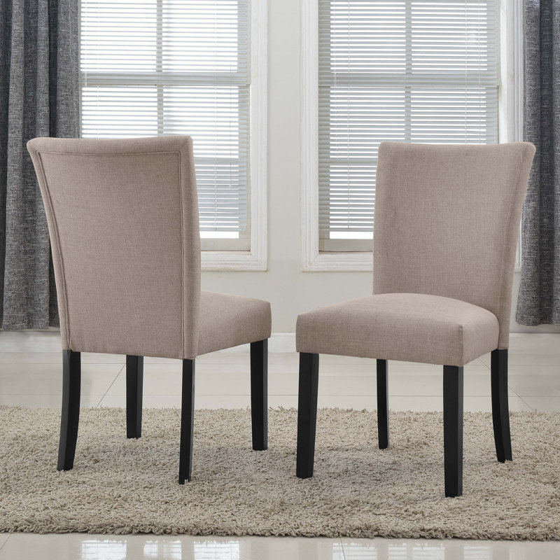 Myrtille 20'' H Linen Upholstered Side Chair, Brown, Black
