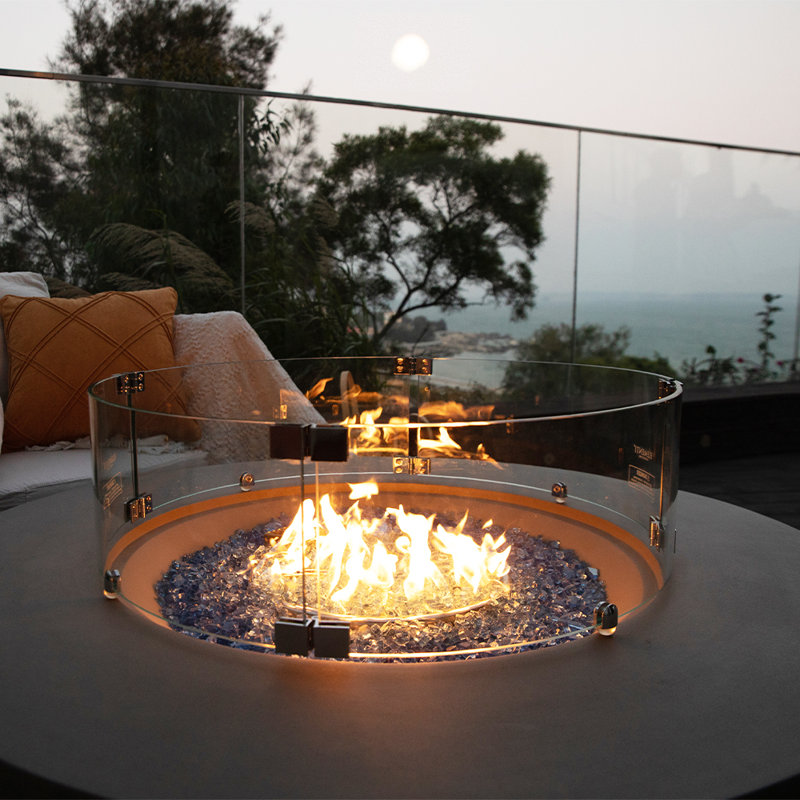 25.4'' Round Tempered Glass Fire Pit Accessory