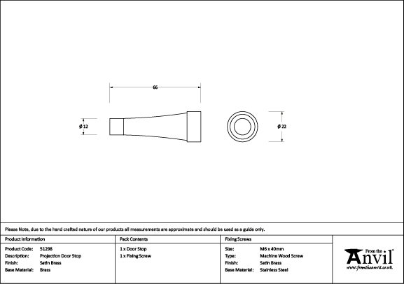 Projection Satin Brass Door Stop