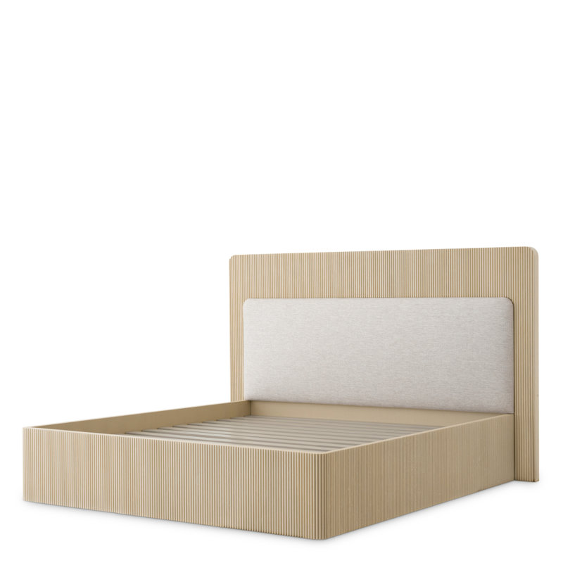 Dimitrios Upholstered Bed, Washed Oak/Durini Natural, Queen