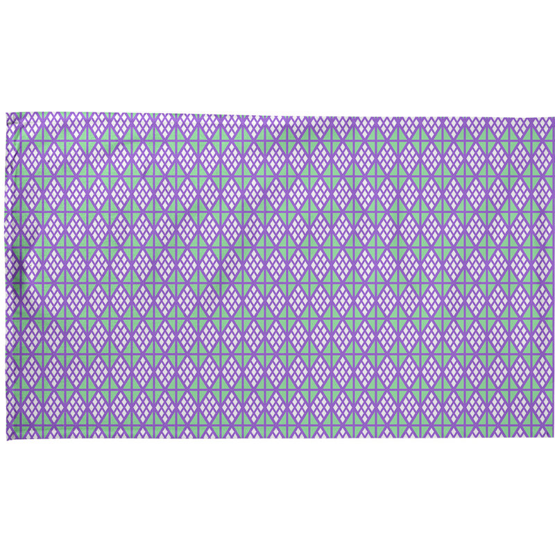 Serviette de thé diamants, Sergé de coton, Rose / Vert