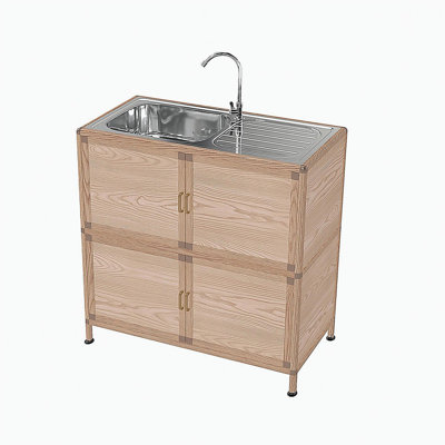 Utility Sink with Cabinet, Freestanding Utility Sink, Laundry Room Sink Cabinet, Outdoor Sink Station, Stainless Steel Utility Sink (32.68" D x 16.93" W x 32.68" H)