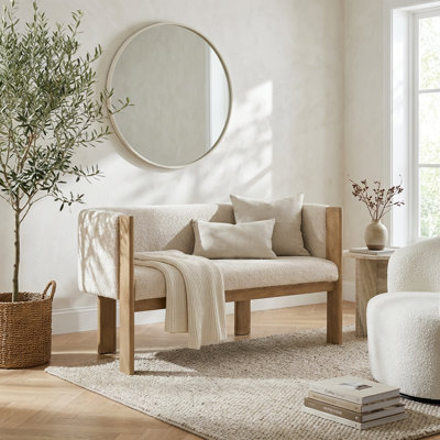 Compact Two-Seater Upholstered Loveseat with Solid Wood Frame and Polyester Fabric