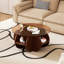 Table basse à plateau rond en verre trempé de 31,5 po avec cadre en MDF et table à 4 tablettes-1081982075