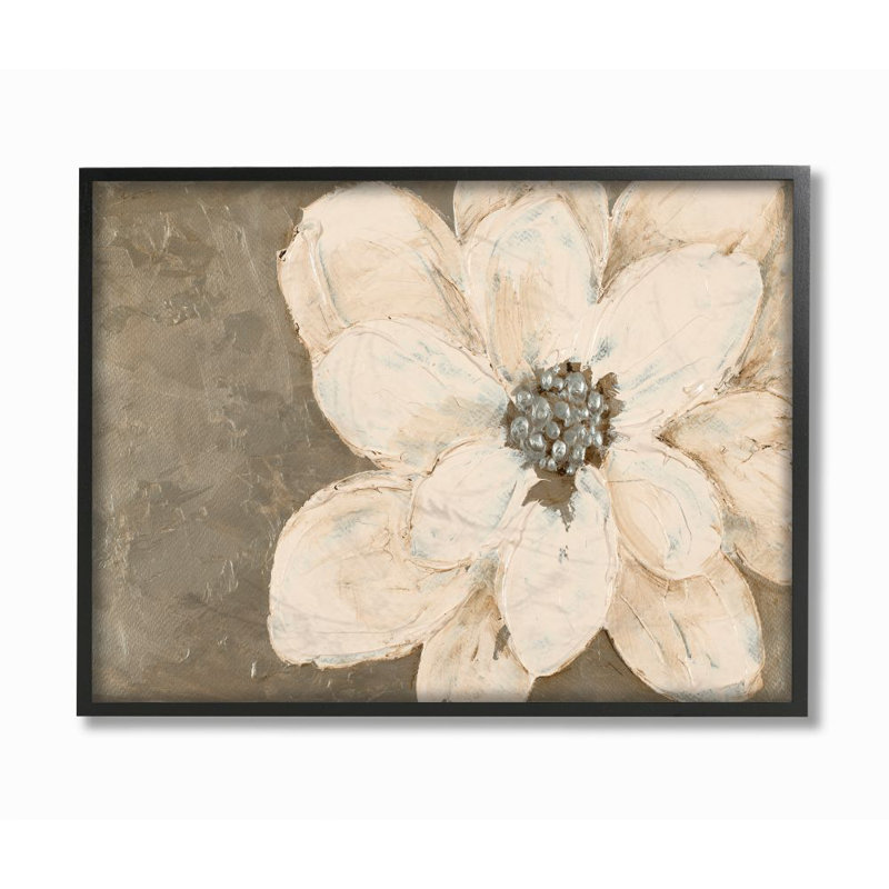 « abstract fleur collage painting », impression sur toile, H 24 po x l 30 po x P 1,5 po, Giclée encadrée noir minuit