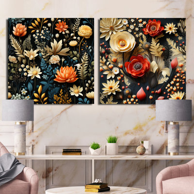 Naelle - Floral Square Collage Set Of 2
