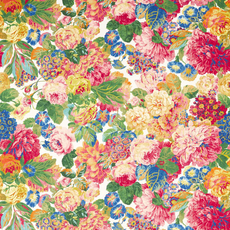 Rose & Peony Fabric, Cerise