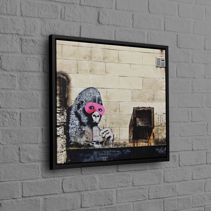 Banksy-Inspired Graffiti Art Featuring A Gorilla In A Mask Artfully Rendered On A Premium Quality Canvas Which Is Perfect For Abstract Art Lovers And Street Art Enthusiasts