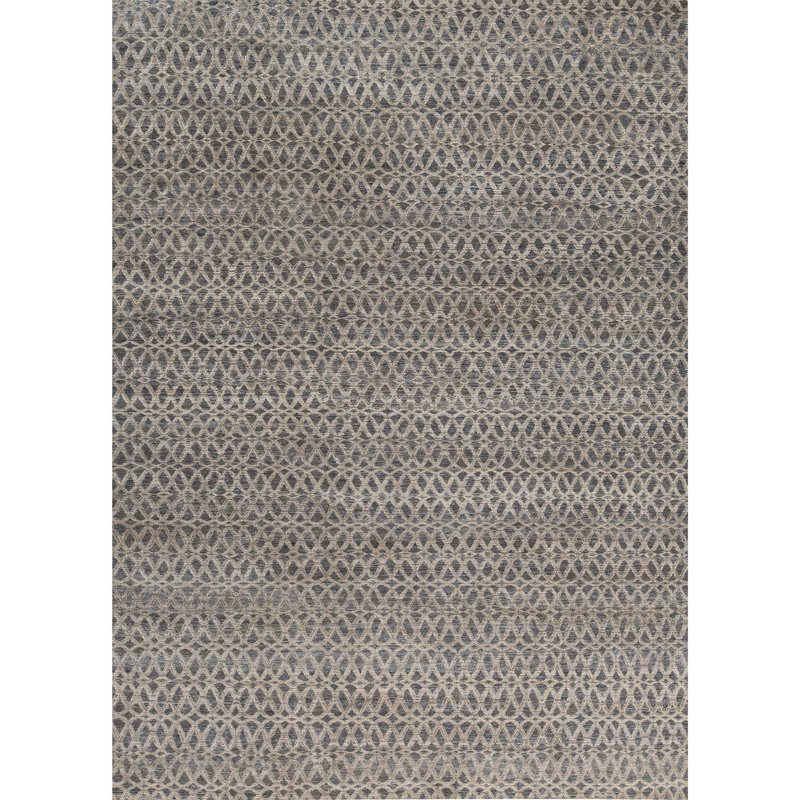 Hand Woven Silk and Wool Geometric Area Rug