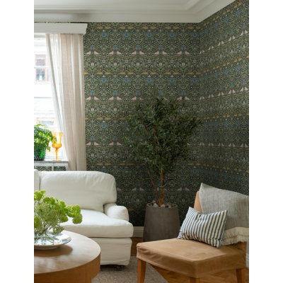 Bird Floral Thicket Wallpaper