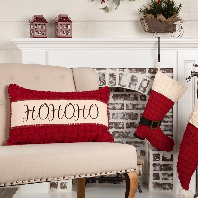 Mervela Ho Ho Ho Cotton Lumbar Pillow