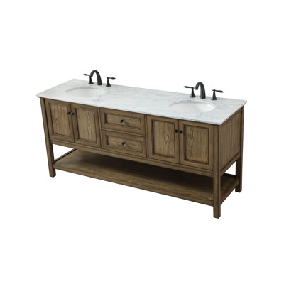 Bonsai 72 " W Freestanding Standard Free Standing 2 Double Vanity Bathroom Vanity With Carrara Marble Top