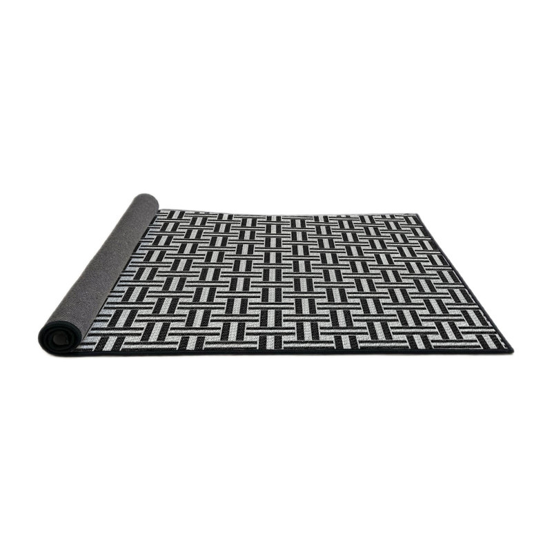 Tapis de zone noire à motifs, Rond 5 pi