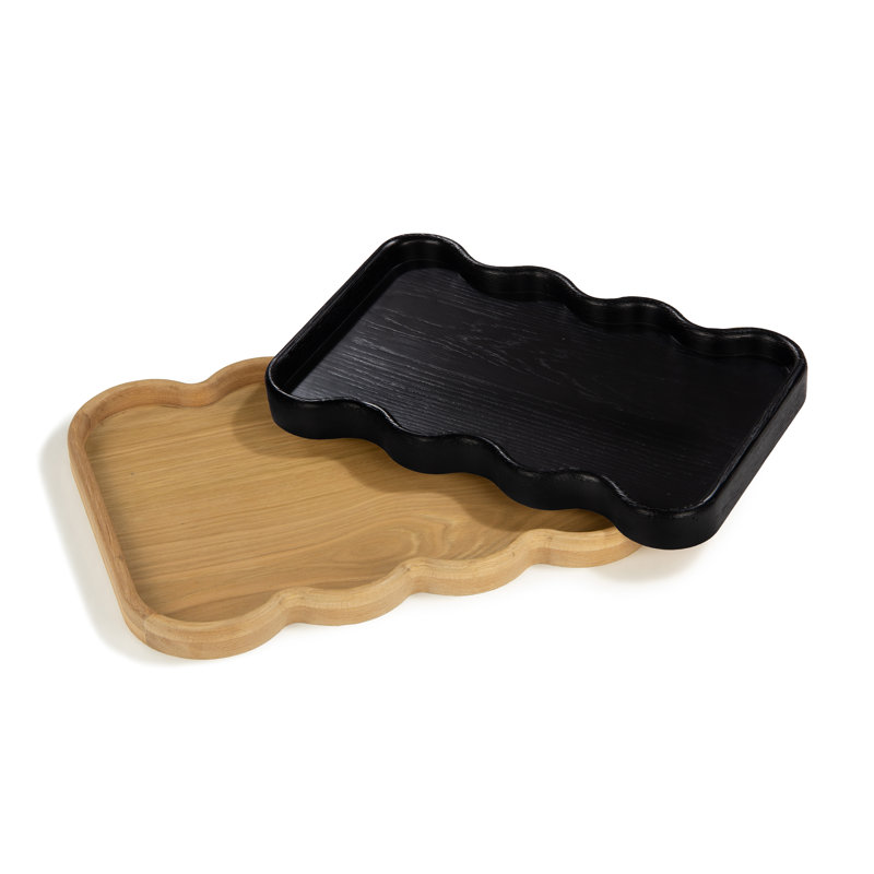 Almandine Solid Wood Tray, Black, 1.5" H x 19.25" W x 13.1" D