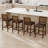 25'' Upholstered Bar & Counter Stool With Solid Wood Legs And Footrest And Rattan Backrest For Kitchen Island, Coffee Bar