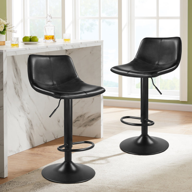 Nissa Swivel Upholstered Adjustable Height Counter Stool with Metal Frame