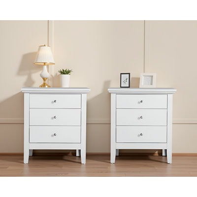 Ensemble de 2 tables de chevet 3 tiroirs gris