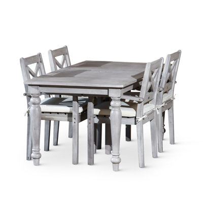 Outdoor Rectangular Dining With Stain Feature 5 In Silver Gray For Fun