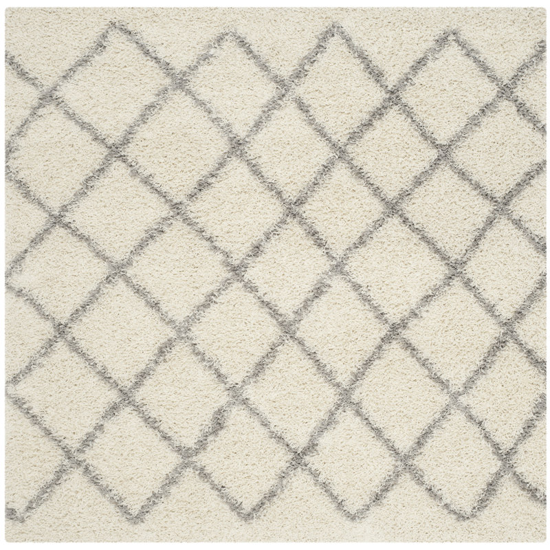 Tapis ivoire à motif géométrique Simuel, Carré 6 pi