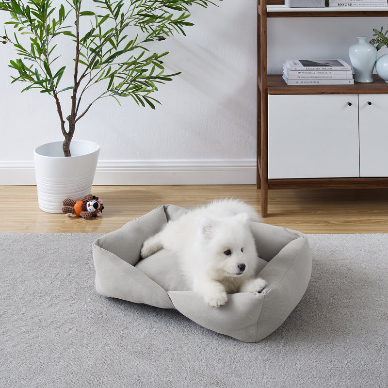 Ellie Pet Bed, Gray, Medium (24.02" W x 19.29" D x 7" H)