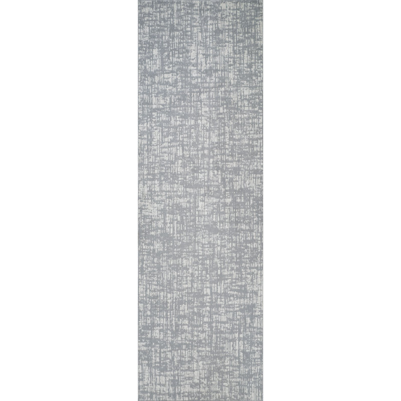 Machine Washable Frances Gray/Ivory Rug, Runner 3' x 12'