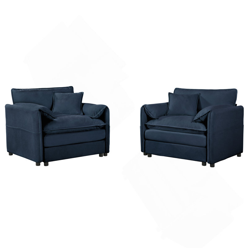 Ensemble de 2 chaises d'appoint surdimensionnées en chenille surdimensionnées, fauteuil simple confortable avec grand siège, fauteuils de lecture modernes pour chambre à coucher, salon, chenille