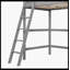Lit mezzanine simple en bois massif avec échelle (gris)
