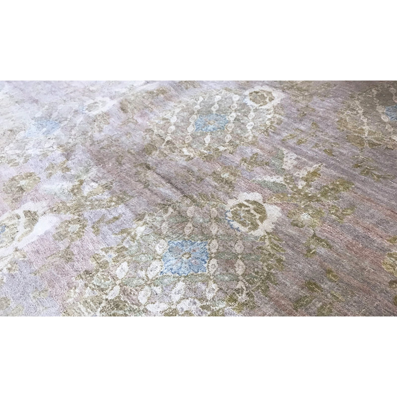 Sona Silk Geometric Area Rug in Rose/Camel