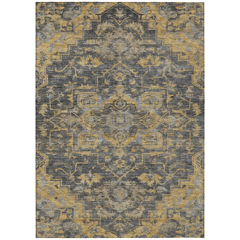 Tapis extérieur lavable gris anthracite et argent 8 pi x 10 pi, Rectangle 10' x 14'