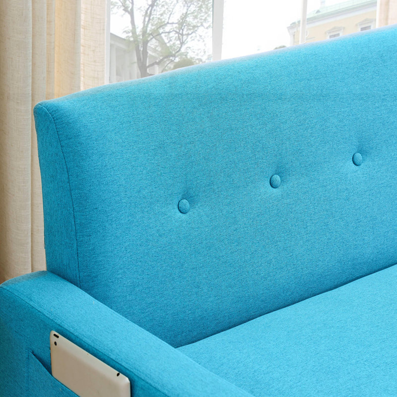57-inch Comfortable Double Sofa, Blue