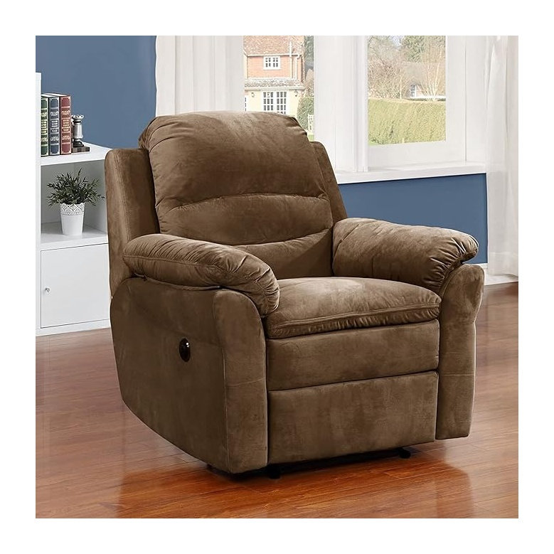 Fauteuil inclinable électrique moderne avec port USB et support lombaire, fauteuil inclinable électrique brun pour le salon