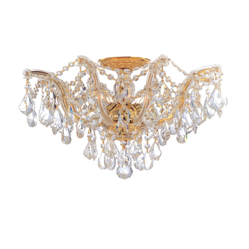 Weekes 5-Light 19" Semi Flush Mount, Swarovski Spectra, Polished Gold
