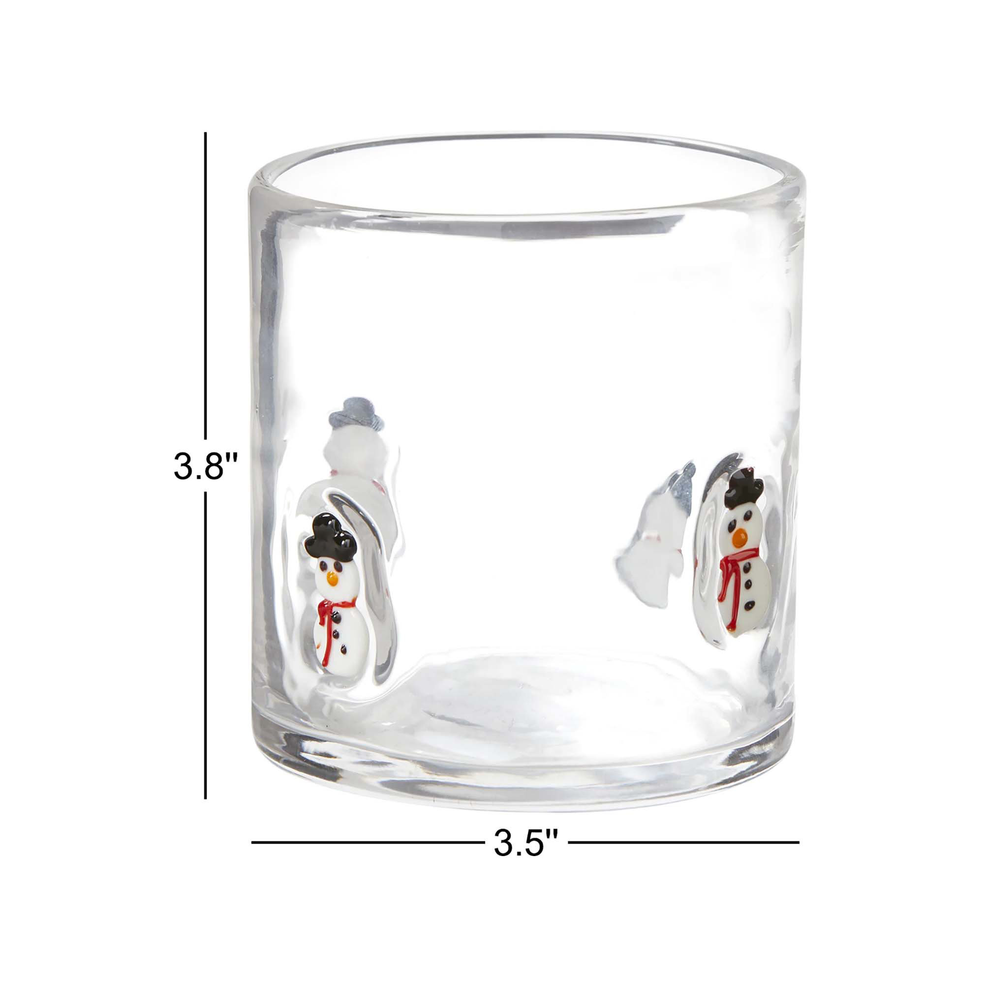 Snowman Clear Glass Double Old Fashion Drinkware