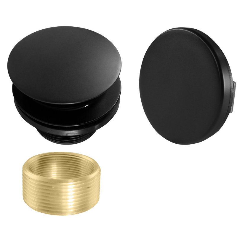Universal Thread Tip-Toe Bathtub Drain Trim with Illusionary No-Hole Faceplate and Adaptor Bushing, Satin Nickel