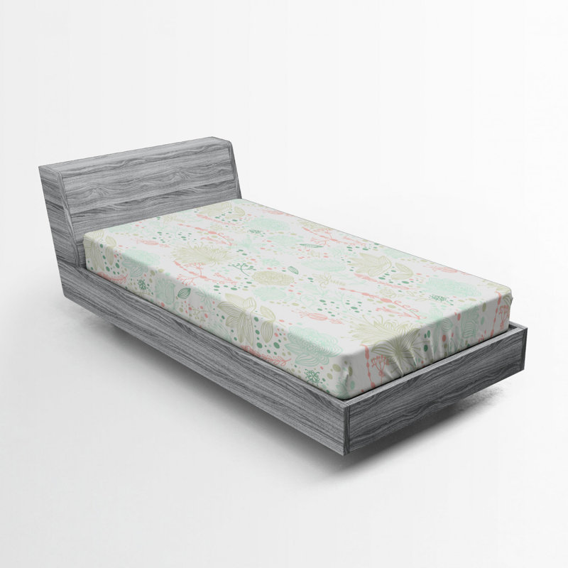 Microfiber Floral Fitted Sheet, Twin Fitted Sheet