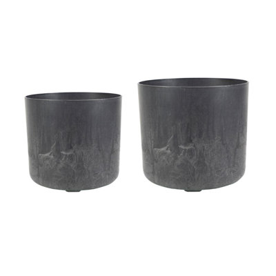 Celine Set of Two Recycled Black Planters