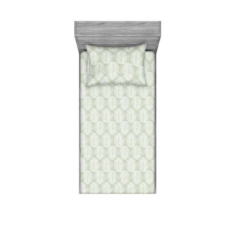 Microfiber Floral Sheet Set, Twin Sheet Set + 1 Pillowcase, Pale Green