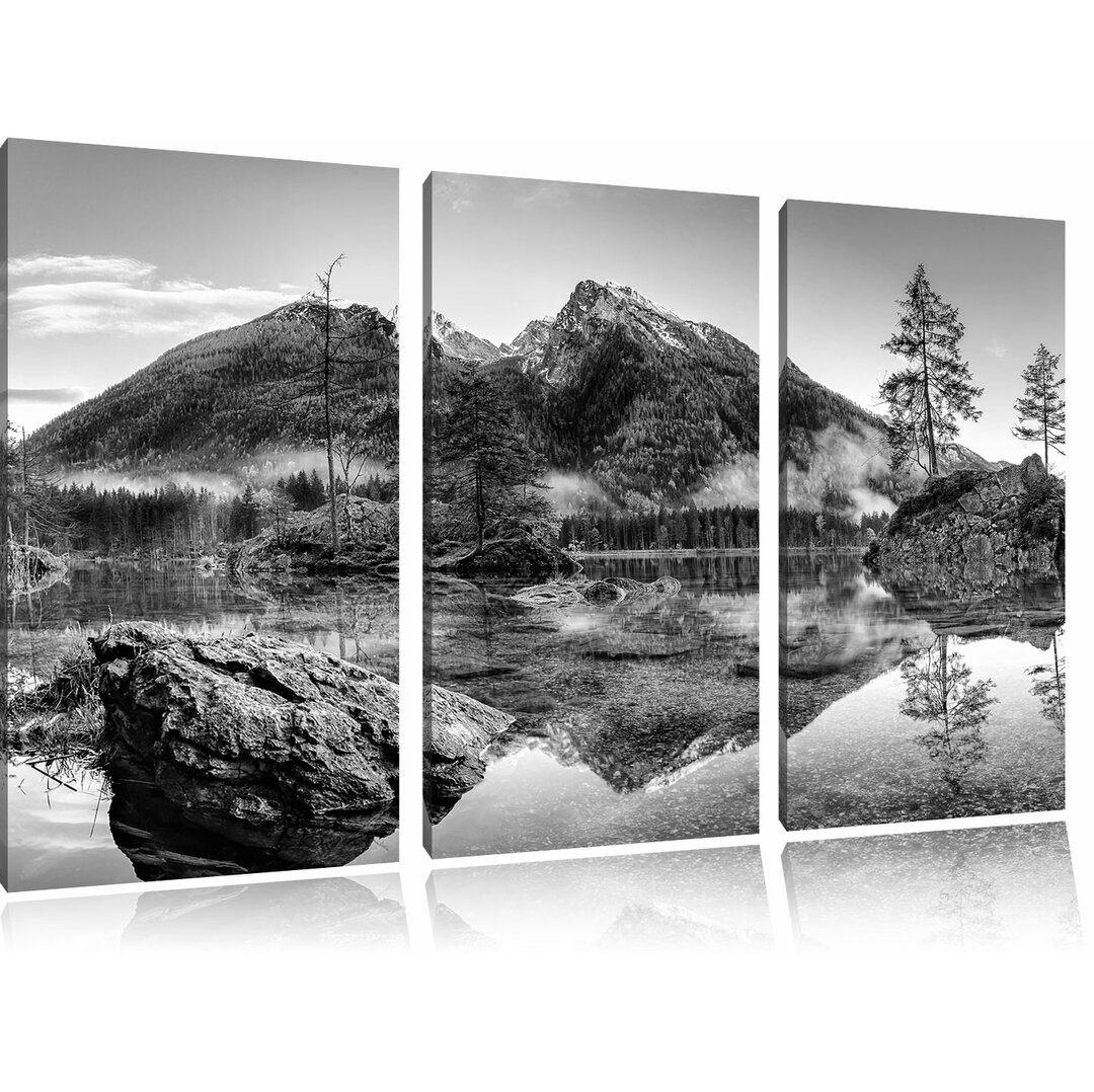 3-tlg. Leinwandbilder-Set „Sonnenaufgang am Hintersee“, Fotodruck