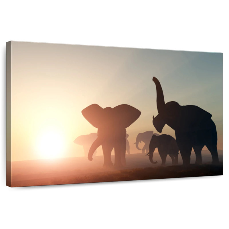 Brampt Wild Elephants, 34" H x 51" W