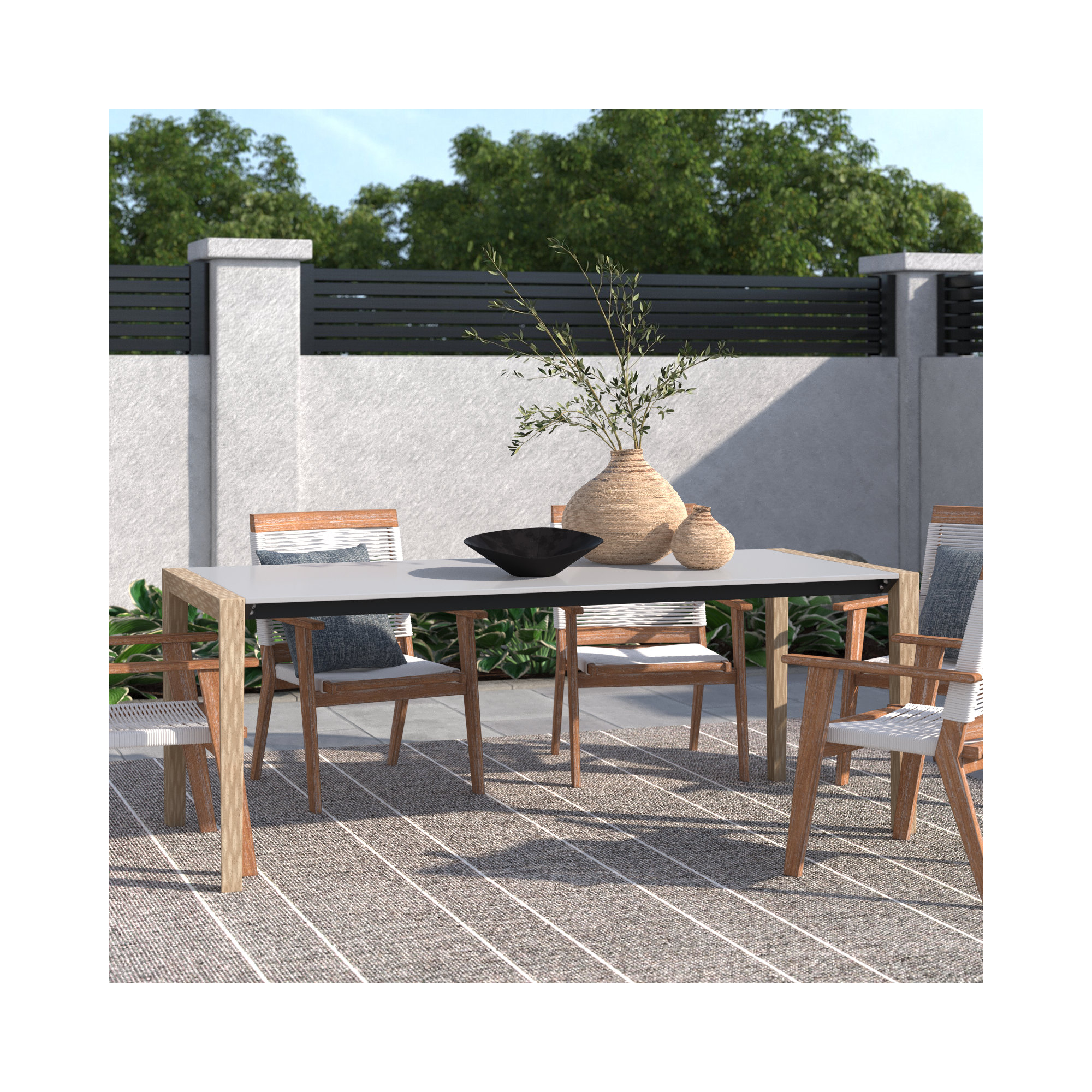 Barclay 81'' Outdoor Dining Table, Brown