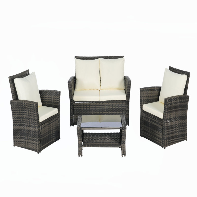 4 Pieces Outdoor Patio Furniture Sets, Beige